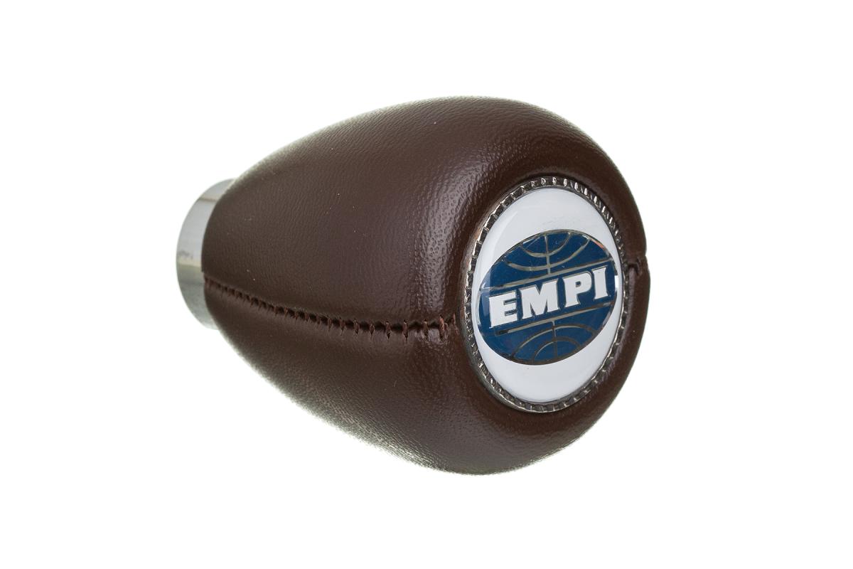 Manopla Bola De Câmbio Em Couro, Empi, Marrom / Emblema Empi 00-4542-0 | Fusca 1949-96, Kombi 1950-14 SKU: 00-4542-0