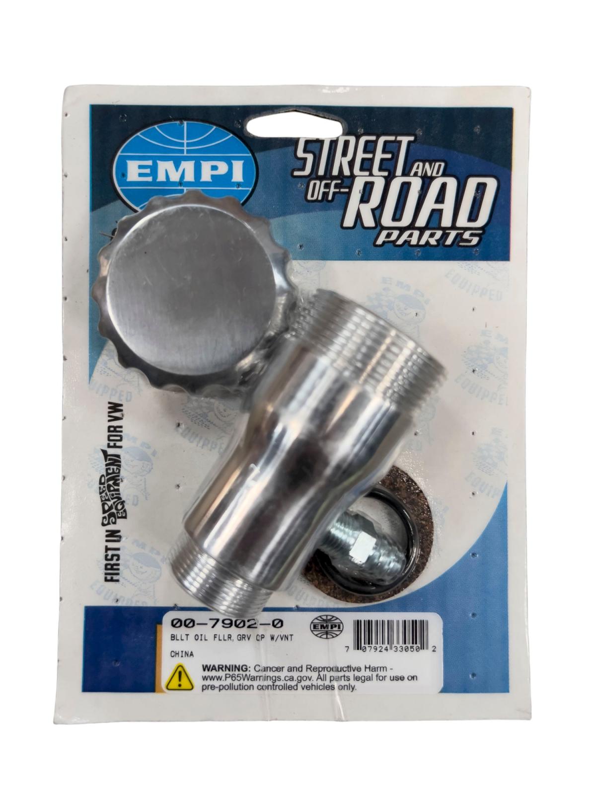 Tubo Extensão Respiro Oleo Billet (peça 710), Empi, Reto - Tampa Alumínio Vincada 00-7902-0 | Fusca 1949-96, Kombi 1960-05 SKU: 00-7902-0