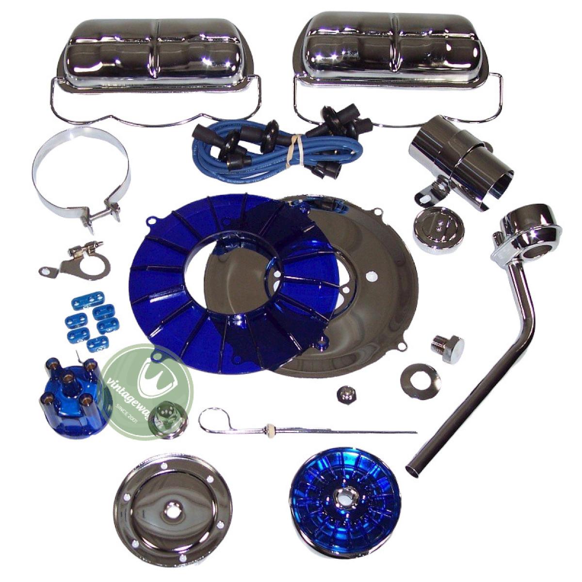 Kit Cromado Colorido Completo Motor, Azul, Empi 00-8654-0 | Fusca 1949-96, Kombi 1950-05 SKU: 00-8654-0