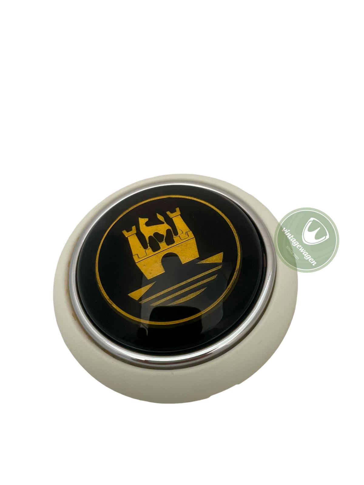 Botão Buzina Kombi, 1955-75, Cinza + Emblema Dourado 211415669gg | Fusca 1955-75 SKU: 211415669GG
