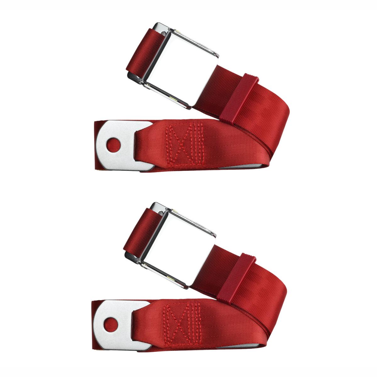 Par De Cinto De Segurança Com Fivela Cromada Aviação, Retrobelt, 2 Pontos Vermelho-claro / 60 Pol (152 Cm), Vermelho Claro /  258-brd-60-2 | Fusca 1949-96, Kombi 1950-14 SKU: 258-BRD-60-2