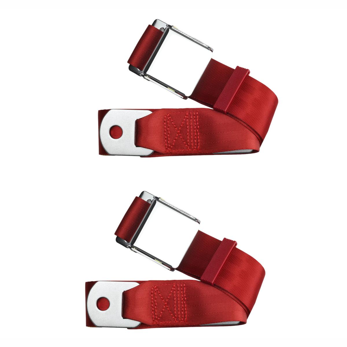 Par De Cinto De Segurança Com Fivela Cromada Aviação, Retrobelt, 2 Pontos Vermelho-claro / 75 Pol (190 Cm), Vermelho Claro /  258-brd-75-2 | Fusca 1949-96, Kombi 1950-14 SKU: 258-BRD-75-2