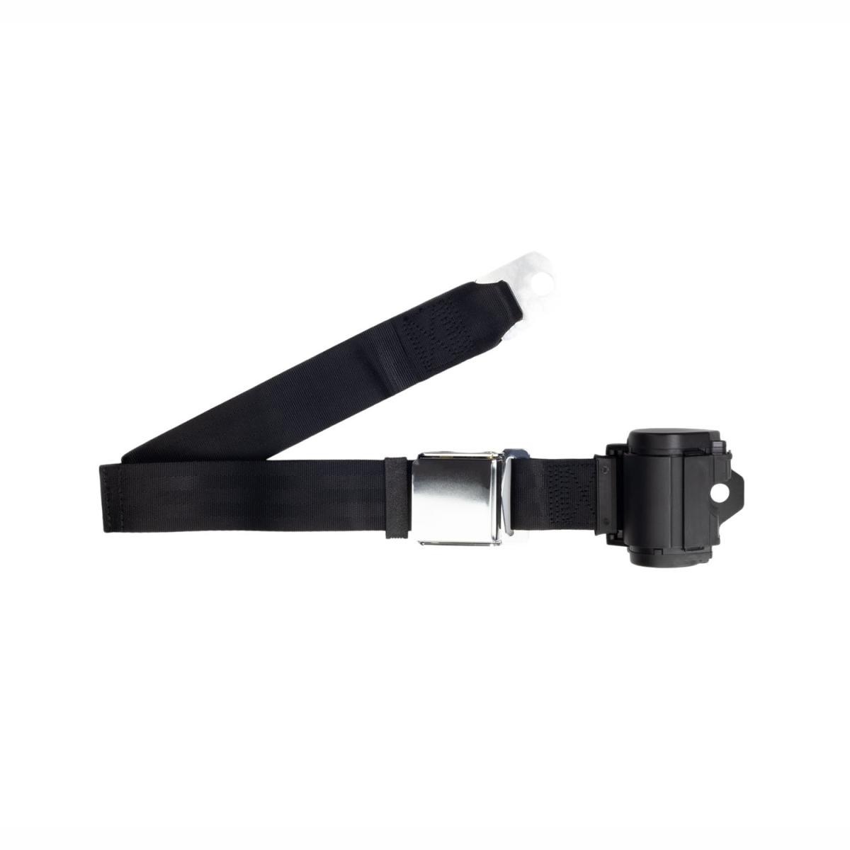 Cinto De Segurança Com Fivela Cromada Aviação, Retrobelt, Retrátil 2 Pontos Preto, Preta 259-blk | Fusca 1949-96, Kombi 1950-14 SKU: 259-BLK