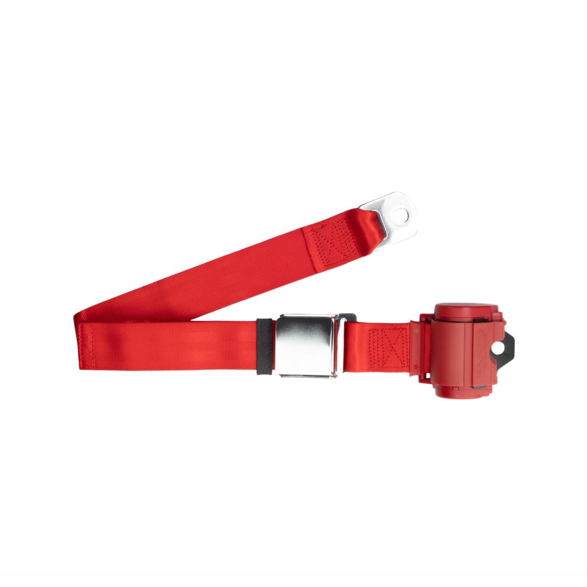 Kit De Cinto De Segurança Com Fivela Cromada Aviação, Retrobelt, Retrátil 2 Pontos Vermelho-claro, Vermelho Claro 259-brd-5 | Fusca 1949-96, Kombi 1950-14 SKU: 259-BRD-5