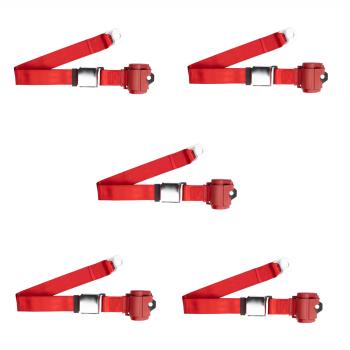 Kit De Cinto De Segurança Com Fivela Cromada Aviação, Retrobelt, Retrátil 2 Pontos Vermelho-claro, Vermelho Claro 259-brd-5 | Fusca 1949-96, Kombi 1950-14