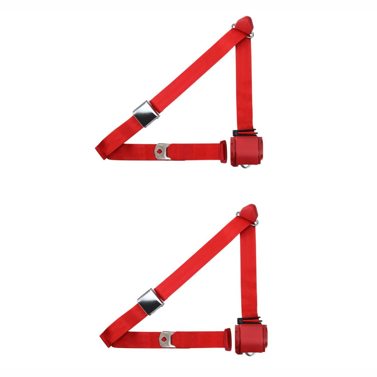 Par De Cinto De Segurança Com Fivela Cromada Aviação, Retrobelt, Retrátil 3 Pontos Vermelho-claro, Vermelho Claro 359-brd-2 | Fusca 1949-96, Kombi 1950-14 SKU: 359-BRD-2