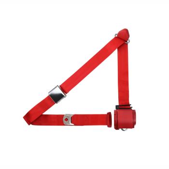 Kit De Cinto De Segurança Com Fivela Cromada Aviação, Retrobelt, Retrátil 3 Pontos Vermelho-claro, Vermelho Claro 359-brd-5 | Fusca 1949-96, Kombi 1950-14 SKU: 359-BRD-5